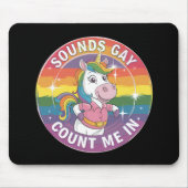 サウンドゲイユニコーン虹LGBTQで私をカウント マウスパッド (正面)