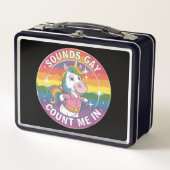 サウンドゲイユニコーン虹LGBTQで私をカウント メタルランチボックス (正面)