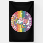 サウンドゲイユニコーン虹LGBTQで私をカウント 横断幕 (縦)