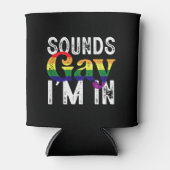 サウンドゲイ私はレインボーLGBTフラグのプライド月 缶クーラー (正面)