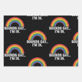 サウンドゲイ私はレインボーLGBTQヴィンテージレトロ ラッピングペーパーシート (正面)