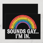 サウンドゲイ私はレインボーLGBTQヴィンテージレトロ 招待状 (正面/裏面)