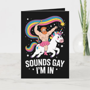 サウンドゲイ私は男性のスカートUnicorn LGBTQを着ている カード