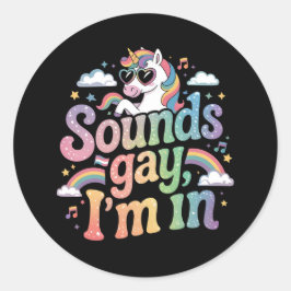 サウンドゲイ私はLGBTプライドレインボーユニコーン ラウンドシール