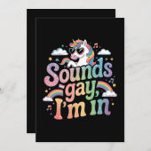 サウンドゲイ私はLGBTプライドレインボーユニコーン 招待状 (正面/裏面)