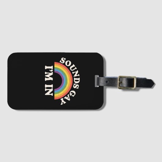 サウンドゲイ私はLGBTQおもしろいのプライドレインボー ラゲッジタグ (正面横)