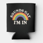 サウンドゲイ私はLGBTQおもしろいのプライドレインボー 缶クーラー (正面)