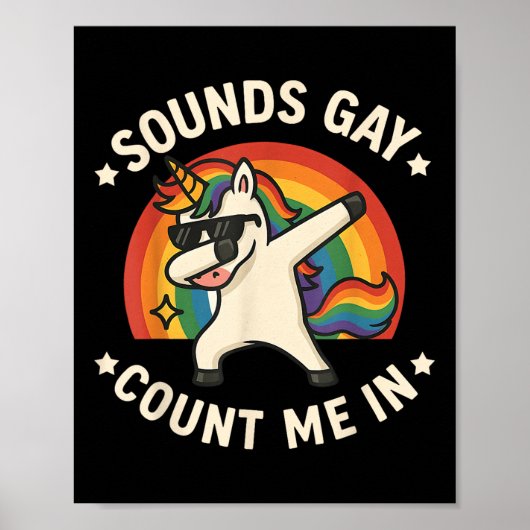 サウンドゲイ私をUnicornでカウントDabbing Lgbtプライド ポスター (正面)