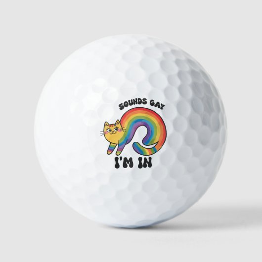 サウンドゲイ、私は入っている – Rainbow Cat LGBTQプライド ゴルフボール (正面)