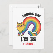 サウンドゲイ、私は入っている – Rainbow Cat LGBTQプライド ポストカード (正面/裏面)