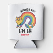 サウンドゲイ、私は入っている – Rainbow Cat LGBTQプライド 缶クーラー (正面)