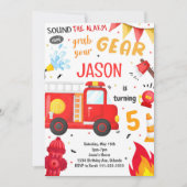 サウンドザアラーム消防車の誕生日招待状 招待状 (正面)