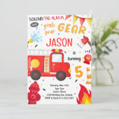 サウンドザアラーム消防車の誕生日招待状 招待状 (スタンド正面)