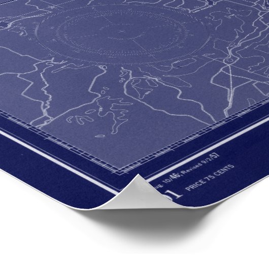 サウンドヴィンテージマップ航海のグラフブルーアート ポスター (角)