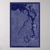 サウンドヴィンテージマップ航海のグラフブルーアート ポスター (正面)