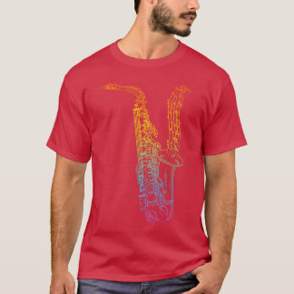 サオフォン+音符 サオフォン 音楽好き Tシャツ