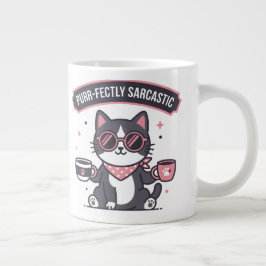 サカッとしたクールキャットのバンダナ コーヒー愛好家へのギフト ジャンボコーヒーマグカップ