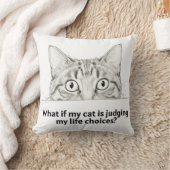 サカッとする猫の判断Tシャツ | 猫好きなママへのギフト クッション (ブランケット)