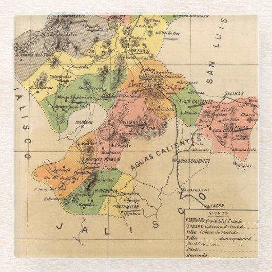 サカテカス州、メキシコ ガラスコースター (正面)