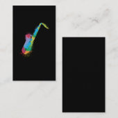 サカラフルクソフォンレトロ音楽愛好者サクソフォニスト 名刺 (正面/裏面)