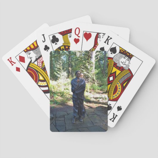 サカワイア像、フォートクラトソップ、アストリア、オレゴン トランプ (裏面)