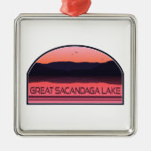 サカンダガ素晴らしレイクニューヨークレッドサンライズ メタルオーナメント (正面)