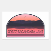 サカンダガ素晴らしレイクニューヨークレッドサンライズ 長方形シール (正面)