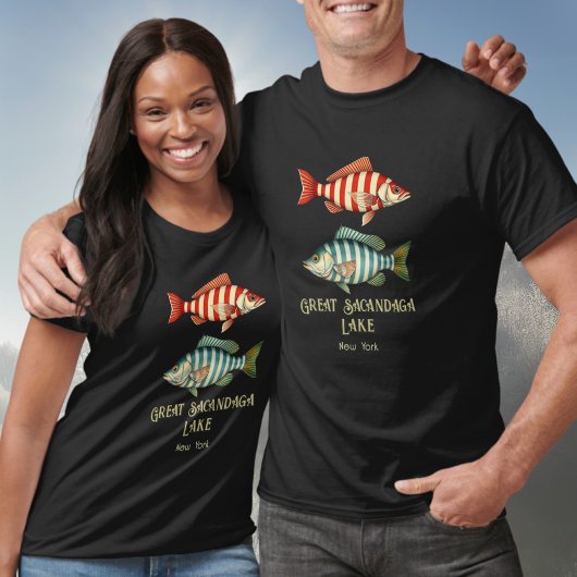 サカ素晴らしンダガレイクニューヨーク航海の魚 Tシャツ