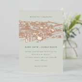 サガグリーンバラゴールドフォイルワイナリースケッチ結婚ズ 箔招待状 (立ち正面)