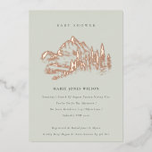 サガグリーンバラ金ゴールドマウンテンパインベイビーシャワー 箔招待状 (正面)