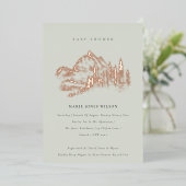 サガグリーンバラ金ゴールドマウンテンパインベイビーシャワー 箔招待状 (立ち正面)