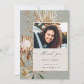 サガグリーンプロテアドライパームフローラ写真卒業 サンキューカード (正面)