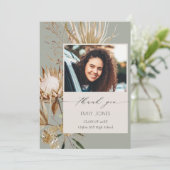 サガグリーンプロテアドライパームフローラ写真卒業 サンキューカード (スタンド正面)