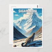 サガルマタ国立公園ネパールでユキヒョウ ポストカード (正面/裏面)