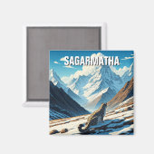 サガルマタ国立公園ネパールでユキヒョウ マグネット (正面/裏面)