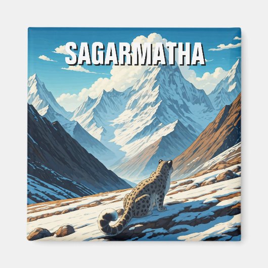 サガルマタ国立公園ネパールでユキヒョウ マグネット (正面)