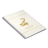 サキソフォンイラストレーションインゴールデングリッター質感 ノートブック (右側)