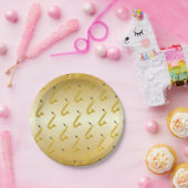 サキソフォン金ゴールド色 ペーパープレート (パーティー)