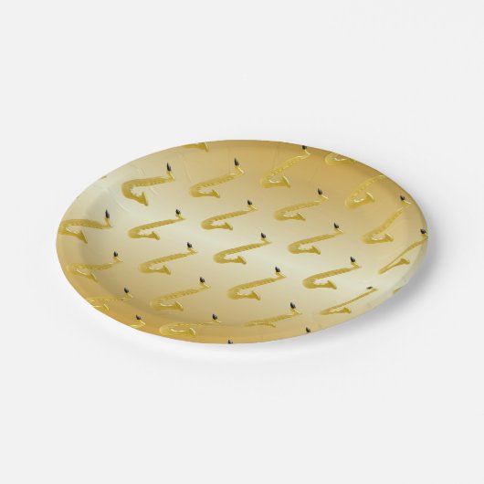 サキソフォン金ゴールド色 ペーパープレート (アングル)