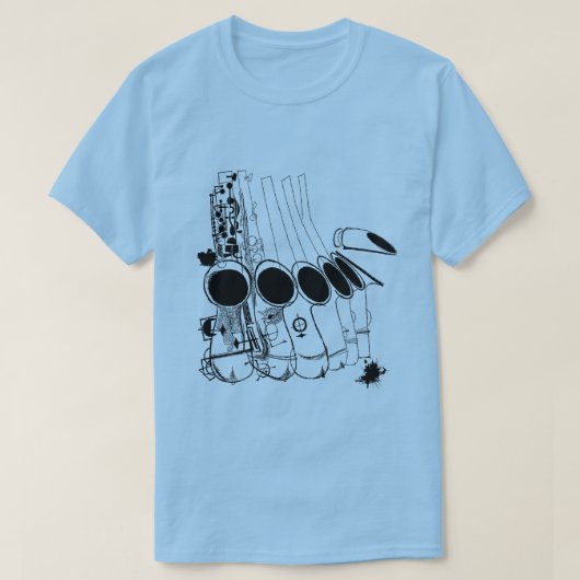 サキソフォーネズジャズヴィンテージイラストレーション Tシャツ (デザイン正面)