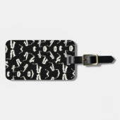 サキソフォーンジャズブラック&ホワイト柄 ラゲッジタグ (正面横)
