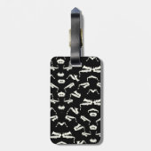 サキソフォーンジャズブラック&ホワイト柄 ラゲッジタグ (裏面縦)
