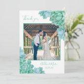 サキュレ結婚ントの感謝してい写真に注記を付けて サンキューカード (スタンド正面)