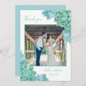 サキュレ結婚ントの感謝してい写真に注記を付けて サンキューカード (正面/裏面)