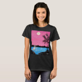 サギのいる美しい海岸の風景のTシャツ Tシャツ (正面フル)