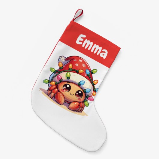 サギのカニ陽気なクリスマス冬の動物カニ スモールクリスマスストッキング (正面 (吊り時))