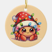 サギのカニ陽気なクリスマス冬の動物カニ セラミックオーナメント (正面)