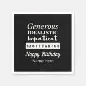 サギタリウス〔占星術の〕十二宮図おもしろい特性誕生日 スタンダードカクテルナプキン (正面)