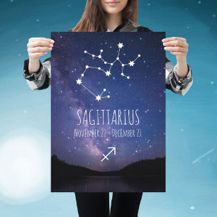 サギタリス  〔占星術の〕十二宮図パーソナライズされた星座 ポスター