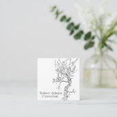 サギブラシ植物用ペン及びインク白黒植物学 スクエア名刺 (スタンド正面)